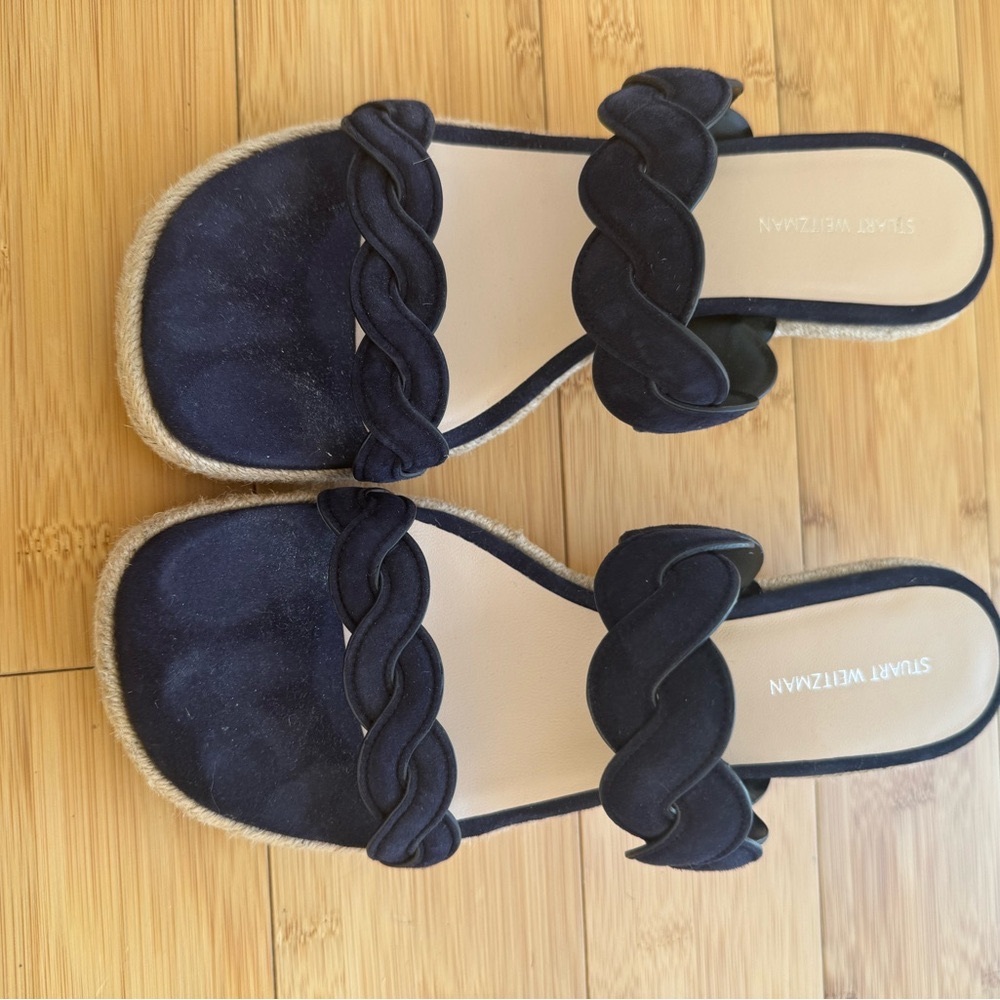Stuart Weitzman Blue Scalloped Sandals